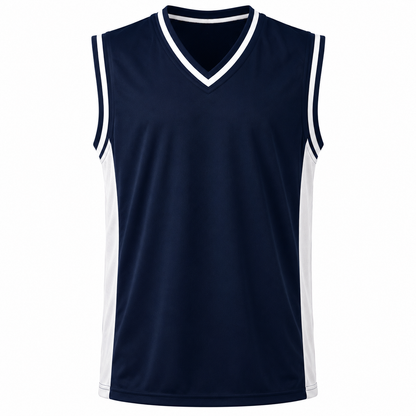 Camiseta Básquetbol Mundial Varón Azul Marino/Blanco DryFit Confección Nacional | LJS