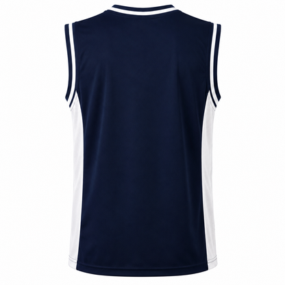 Camiseta Básquetbol Mundial Varón Azul Marino/Blanco DryFit Confección Nacional | LJS