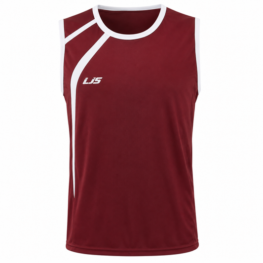 Camiseta Básquetbol Mundial Varón Burdeo/Blanco DryFit Confección Nacional | LJS