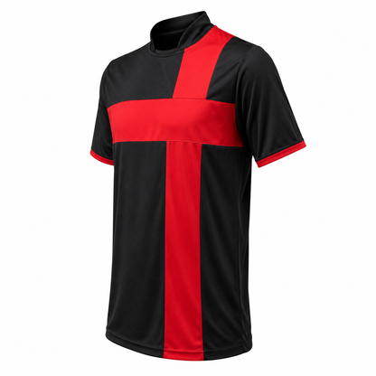 Camiseta Cruz Negro/Rojo DryFit Confección Nacional | LJS