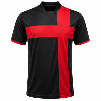Camiseta Cruz Negro/Rojo DryFit Confección Nacional | LJS