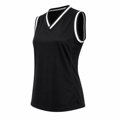 Camiseta Básquetbol Dama Negro/Blanco DryFit Confección Nacional | LJS