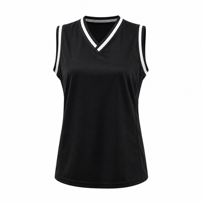 Camiseta Básquetbol Dama Negro/Blanco DryFit Confección Nacional | LJS
