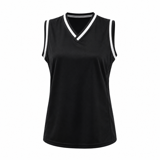 Camiseta Básquetbol Dama Negro/Blanco DryFit Confección Nacional | LJS
