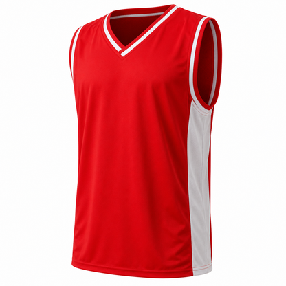 Camiseta Básquetbol Mundial Varón Rojo/Blanco DryFit Confección Nacional | LJS