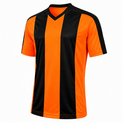 Camiseta Rayada Naranjo Flúor Negro | Confección Nacional