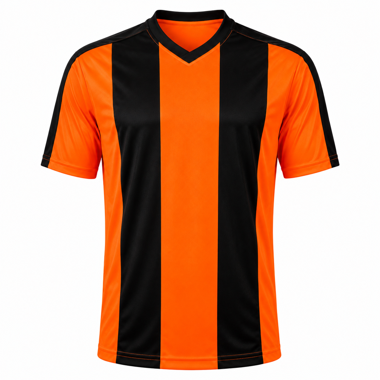 Camiseta Rayada Naranjo Flúor Negro | Confección Nacional
