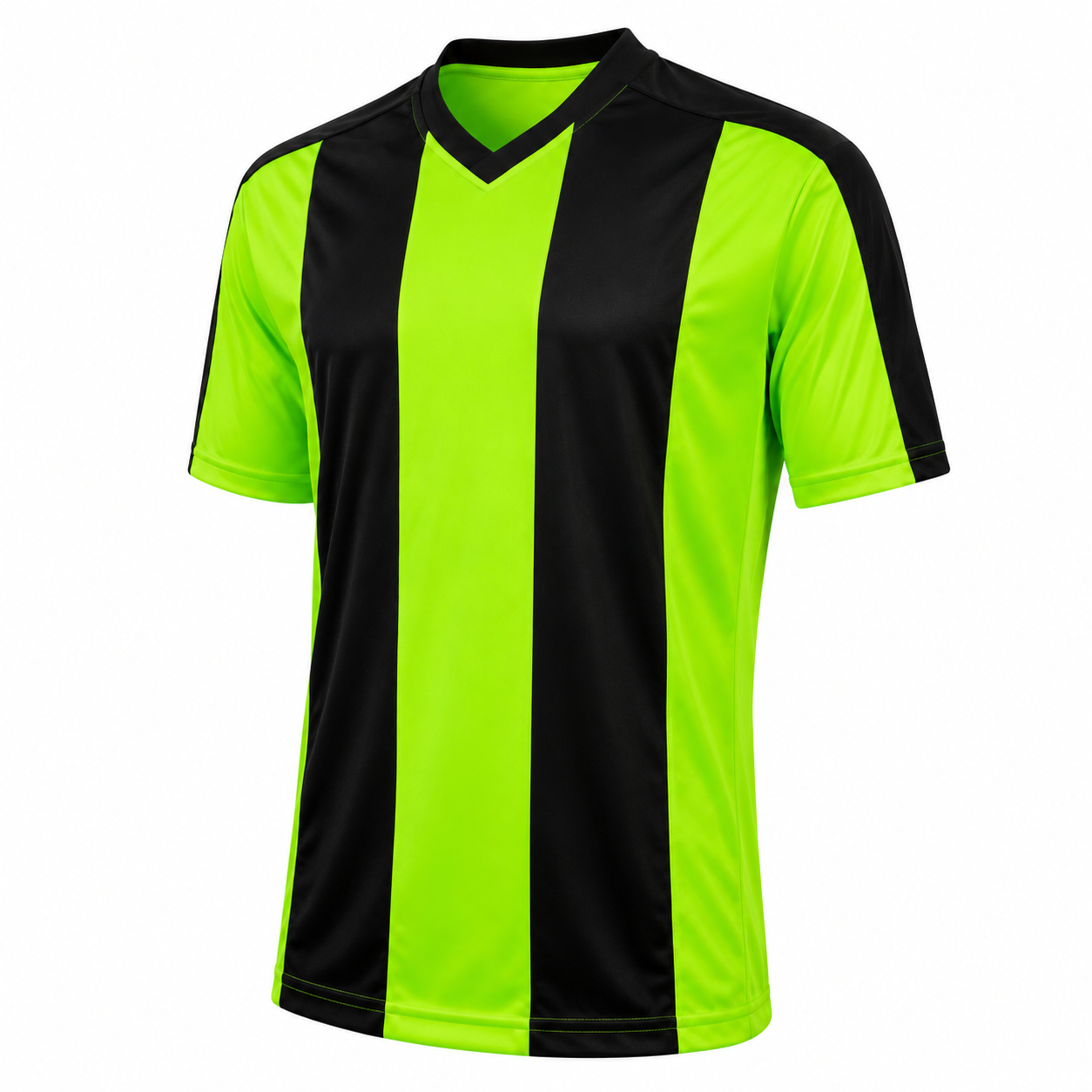 Camiseta rayada verde fluor - negro Personalizable | Confección Nacional