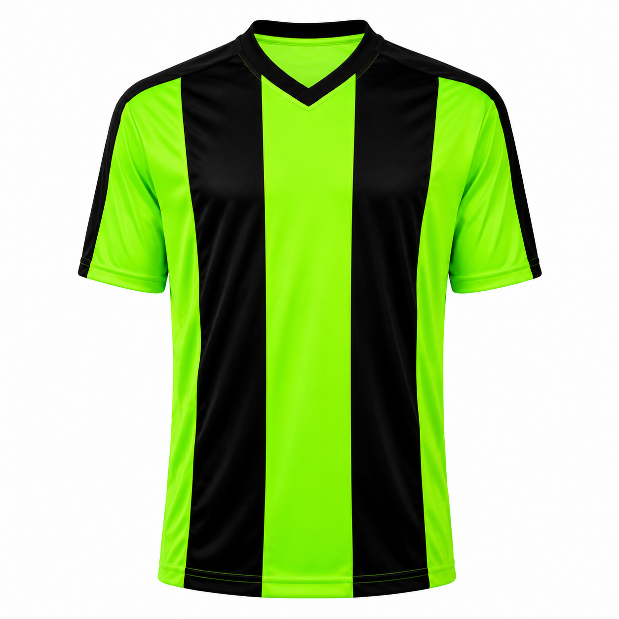 Camiseta rayada verde fluor - negro Personalizable | Confección Nacional