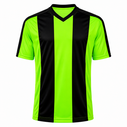 Camiseta rayada verde fluor - negro Personalizable | Confección Nacional
